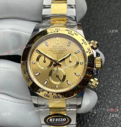 Better Factory BTF Swiss 4130 Rolex Daytona Two Tone Gold Champagne Watch Custom